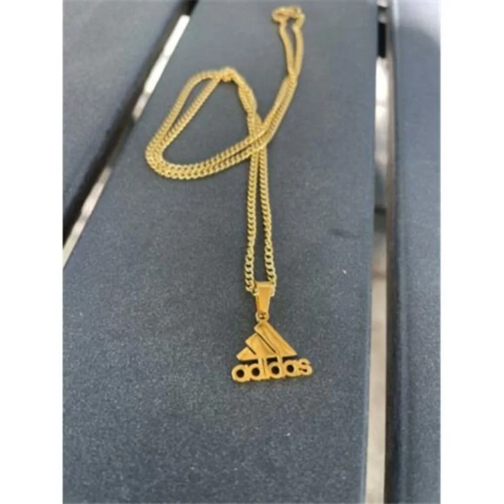 NEW ADIDAS INSPIRED LOGO GOLD PLATED METAL‎ NECKLACE 20